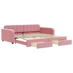 vidaXL Lit de jour avec gigogne et tiroirs rose 100x200 cm velours