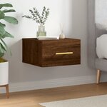vidaXL Table de chevet murale chêne marron 35x35x20 cm