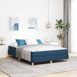 vidaXL Lit à ressorts Bleu  marron 140 x 200 cm Tissu  Bois Engineered