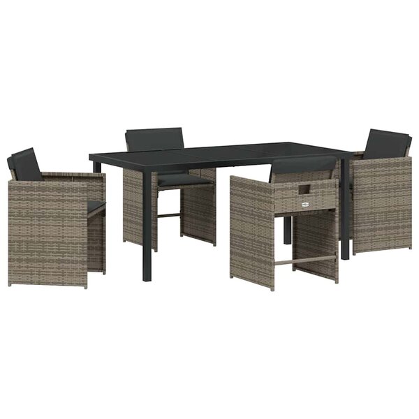 vidaXL Ensemble de salle à manger pour jardin 5 Pièces Gris Poly rotin