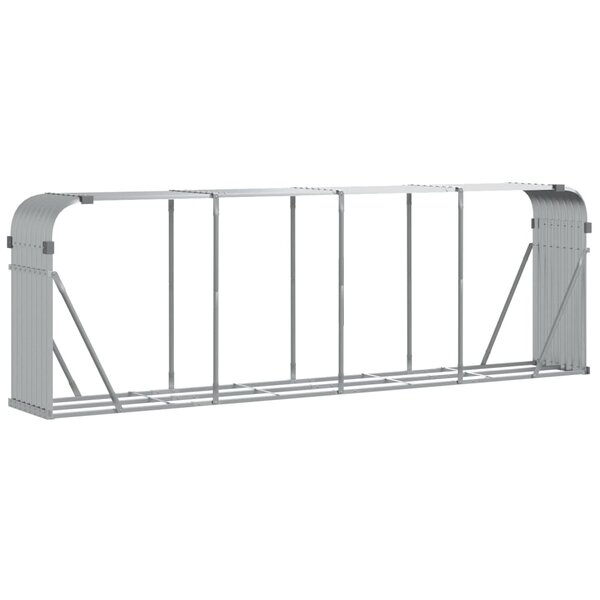 vidaXL Porte-bûches argenté 300x45x100 cm acier galvanisé