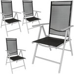 Tectake Lot de 4 chaises de jardin pliantes - noir/gris