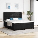 vidaXL Lit à ressorts avec matelas Noir 180 x 200 cm tissu
