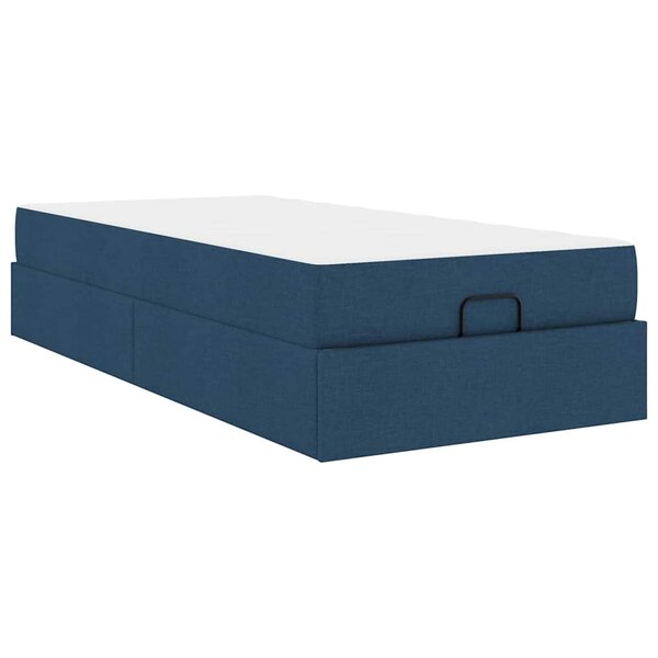 vidaXL Cadre de lit avec matelas Bleu 90 x 200 cm tissu