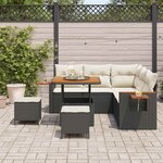 vidaXL Ensemble de canapé de jardin 8 Pièces Noir polyrotin