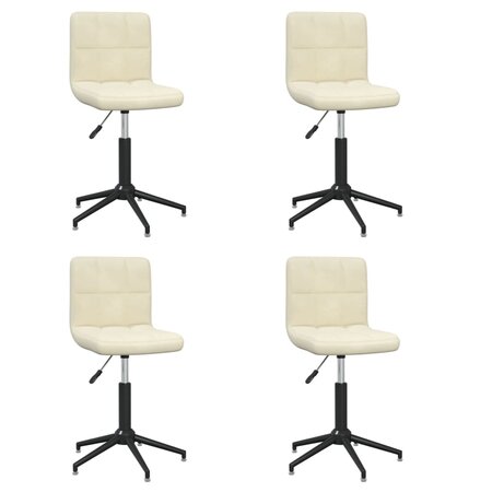 vidaXL Chaises à dîner pivotantes 4 Pièces Crème Velours