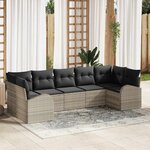 vidaXL Ensemble de canapé de jardin 7 Pièces Gris clair Poly rotin