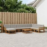 vidaXL Ensemble de canapés d'extérieur 9 Pièces Naturel et gris clair