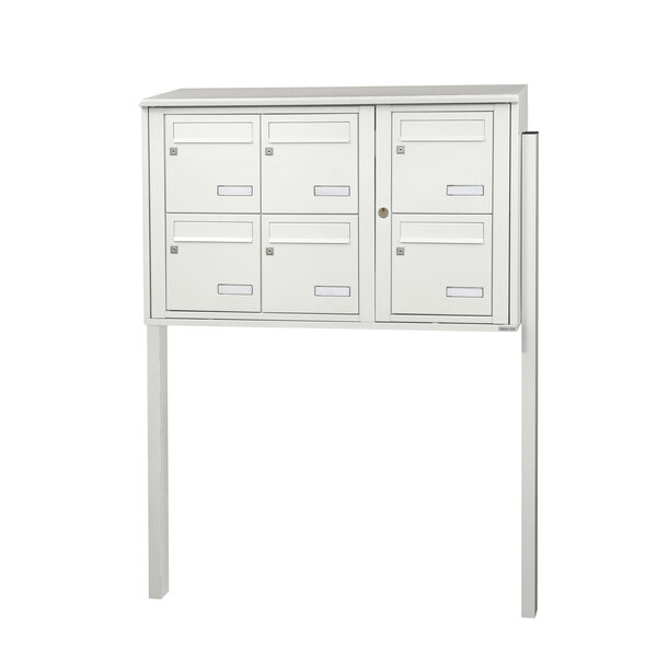 Bloc collectif leabox.com 3x2 grade 3 simple face Extérieur fixation sur pieds à sceller Blanc pur RAL 9010 finition brillante