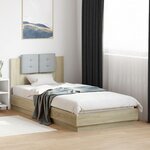 vidaXL Cadre de lit tête de lit et lumières LED chêne sonoma 90x200 cm