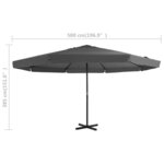 vidaXL Parasol d'extérieur avec mât en aluminium 500 cm anthracite