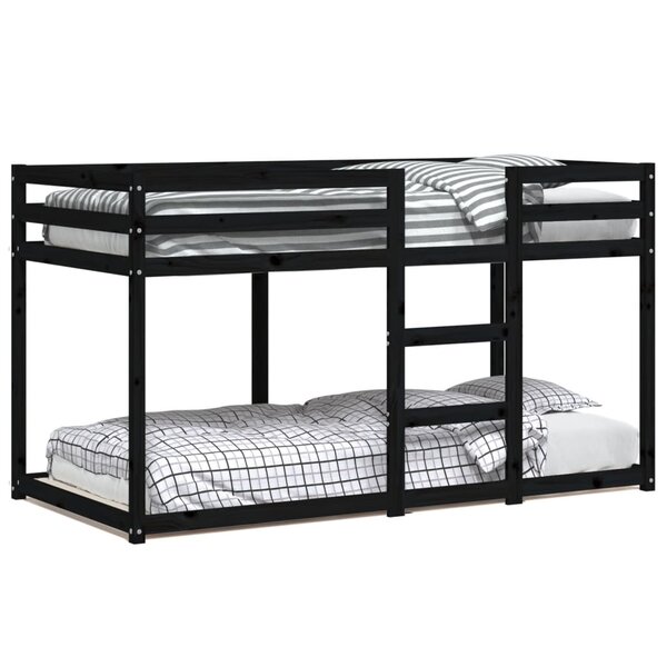 vidaXL Lit superposé sans matelas noir 90x190 cm bois de pin massif