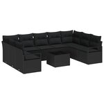 vidaXL Ensemble de canapé de jardin 10 Pièces Noir Poly rotin