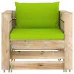 vidaXL Salon de jardin 2 Pièces avec coussins Bois imprégné de vert