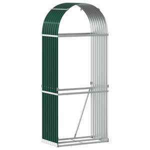 vidaXL Porte-bûches vert 80x45x190 cm acier galvanisé