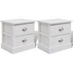vidaXL Table de chevet en style français 2 Pièces Blanc