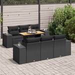 vidaXL Salon de jardin 7 Pièces avec coussins noir résine tressée
