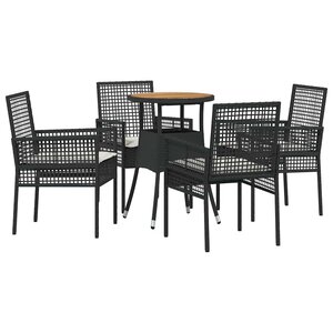 vidaXL Ensemble de salle à manger pour jardin 5 Pièces Noir polyrotin