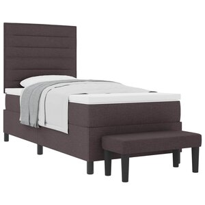 vidaXL Lit à ressorts avec tête de lit Marron foncé 90 x 200 cm tissu