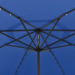 vidaXL Parasol d'extérieur avec LED et mât en métal 400 cm Bleu azuré