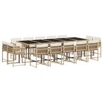 vidaXL Ensemble à manger de jardin et coussins 15 Pièces beige