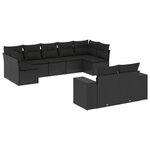 vidaXL Salon de jardin 9 Pièces avec coussins noir résine tressée