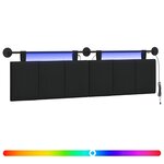 vidaXL Tête de lit suspendue Avec lumière LED Noir Tissu