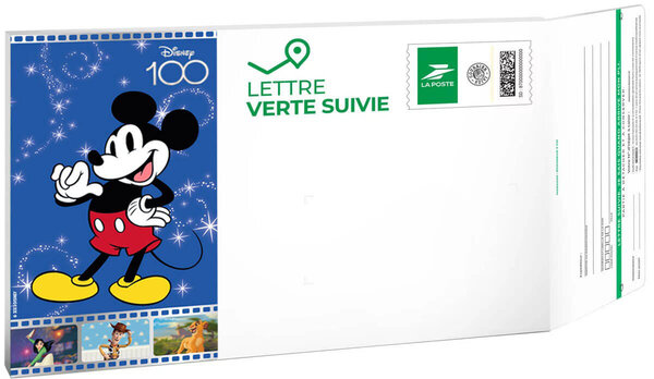 Prêt-à-Poster - Lettre verte suivie - S - Pochette cartonnée 33 x 25 cm - Épaisseur 3cm - Edition limitée Disney - 100 ans d'histoires à partager
