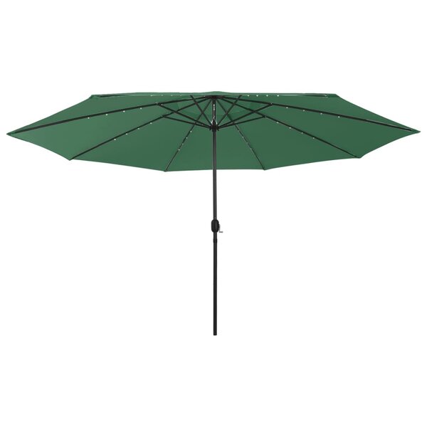 vidaXL Parasol d'extérieur avec LED et mât en métal 400 cm Vert
