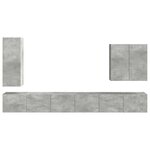 vidaXL Ensemble de meuble TV mural Montage mural 6 Pièces Gris béton