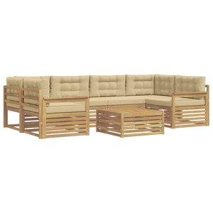 vidaXL Ensemble de canapés d'extérieur 7 pc Blanc et Beige Polyester