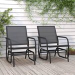 vidaXL Chaises oscillantes de jardin lot de 2 noir 61x76x87 cm