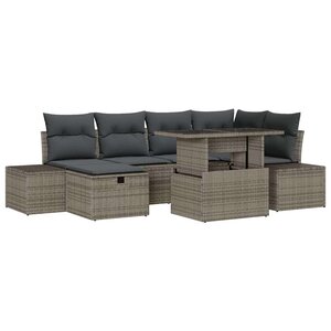 vidaXL Ensemble de canapé de jardin 7 Pièces Gris polyrotin