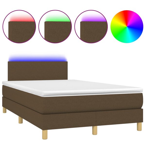 vidaXL Sommier à lattes de lit matelas et LED marron foncé 120x190 cm