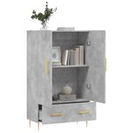vidaXL Buffet haut gris béton 69 5x31x115 cm bois d'ingénierie