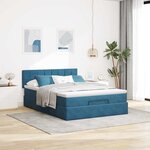 vidaXL Cadre de lit ottoman avec matelas bleu foncé 140x200 cm velours