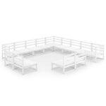 vidaXL Salon de jardin 13 Pièces Blanc Bois de pin massif