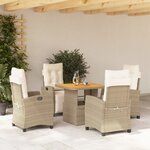 vidaXL Ensemble à manger de jardin avec coussins 5Pièces Beige poly rotin