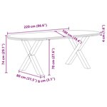 vidaXL Table à manger 220x100x74 cm bois de chêne massif ovale