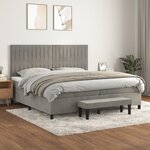 vidaXL Sommier à lattes de lit et matelas Gris clair 200x200cm Velours