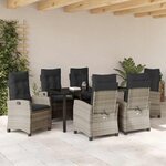 vidaXL Ensemble de salle à manger de jardin 7 pièces avec coussins - Poly rotin gris clair.