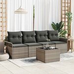 vidaXL Ensemble de canapé de jardin 5 Pièces Gris Poly rotin