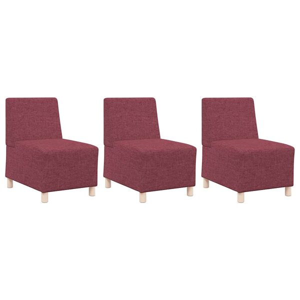 vidaXL Unité de Sofa Modulaire Sans Accoudoirs 3 Pièces Bordeaux