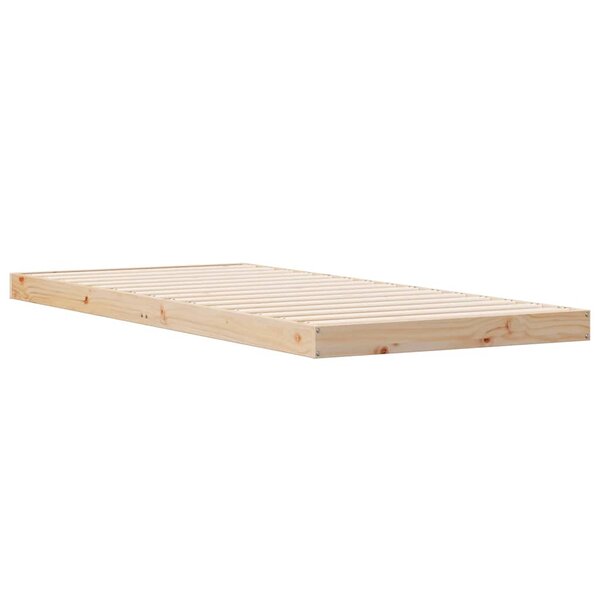 vidaXL Cadre de lit surélevé Naturel 90 x 210 cm Bois de pin massif