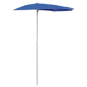 vidaXL Demi-parasol de jardin avec mât 180x90 cm Bleu azuré