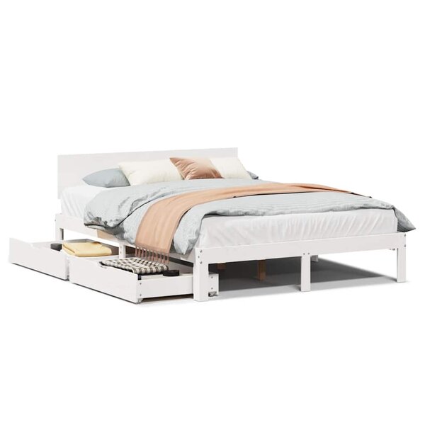 vidaXL Cadre de lit avec tiroirs sans matelas blanc 120x200 cm