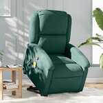 vidaXL Fauteuil de massage inclinable Vert foncé Velours