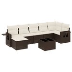 vidaXL Salon de jardin 8 Pièces avec coussins marron résine tressée