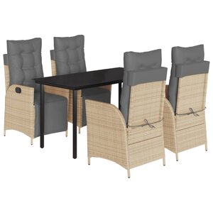vidaXL Ensemble à manger de jardin coussins 5 Pièces mélange beige rotin