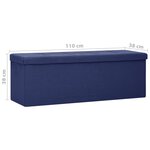 vidaXL Banc de rangement pliable Bleu Faux lin